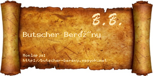 Butscher Berény névjegykártya